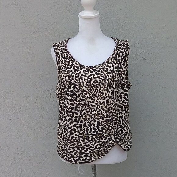 Cabi Top Women's Size Small Black Brown Tan Animal Print Knit Tank Top - Picture 3 of 5